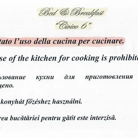 Bed & Breakfast Civico Sei *